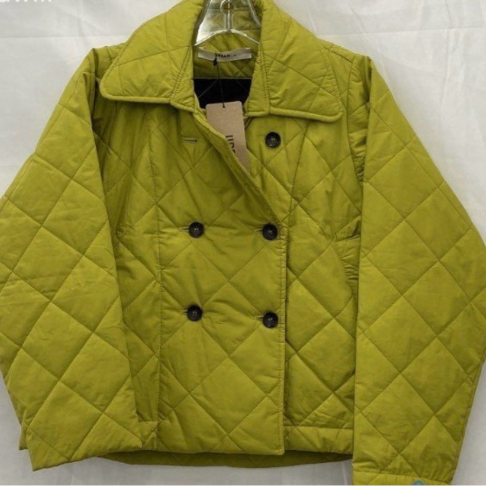 Alembika Urban Quilted DB Crop Jacket, Yellow (Chartreuse) XS NWT